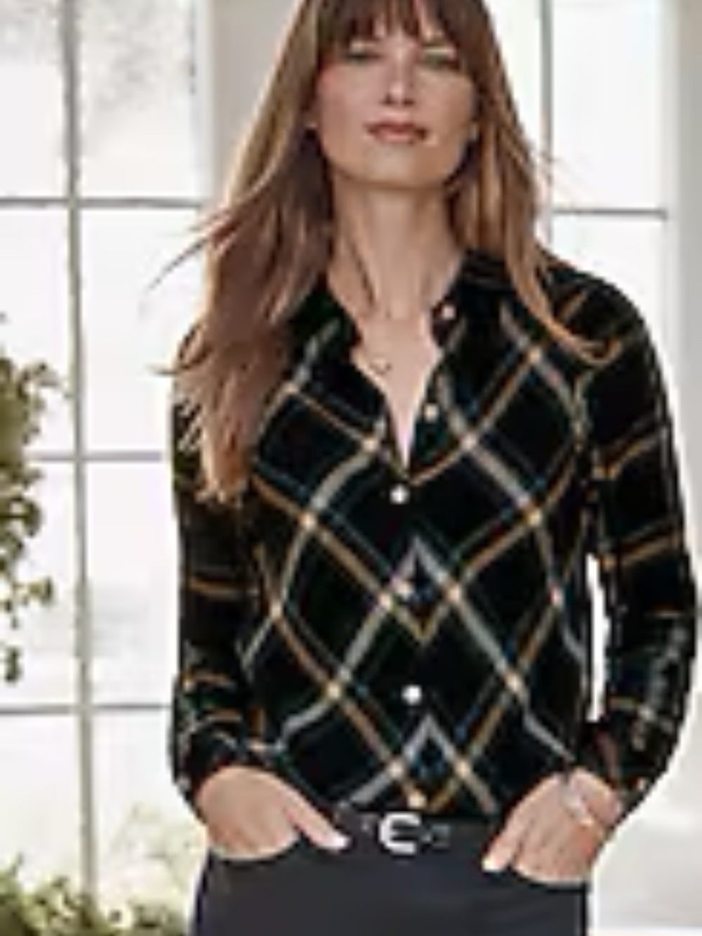🪻J. Jill Soft-Brushed Bias Plaid Shirt XL NWOT